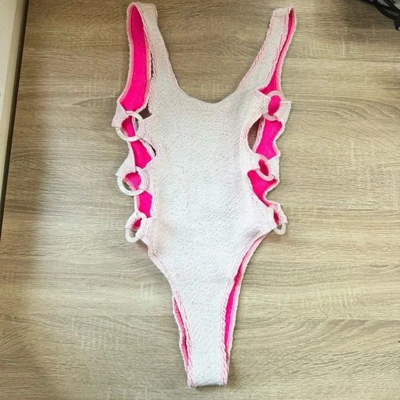 New Cleonie Gili Crinkle Maillot One Piece Swimsuit Bathing Suit Swim White OS - Picture 1 of 11